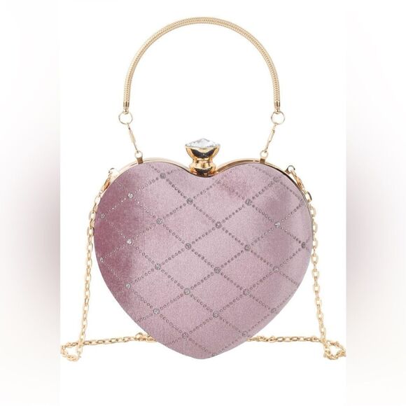 Pink velvet heart shaped purse handbag - Picture 1 of 6